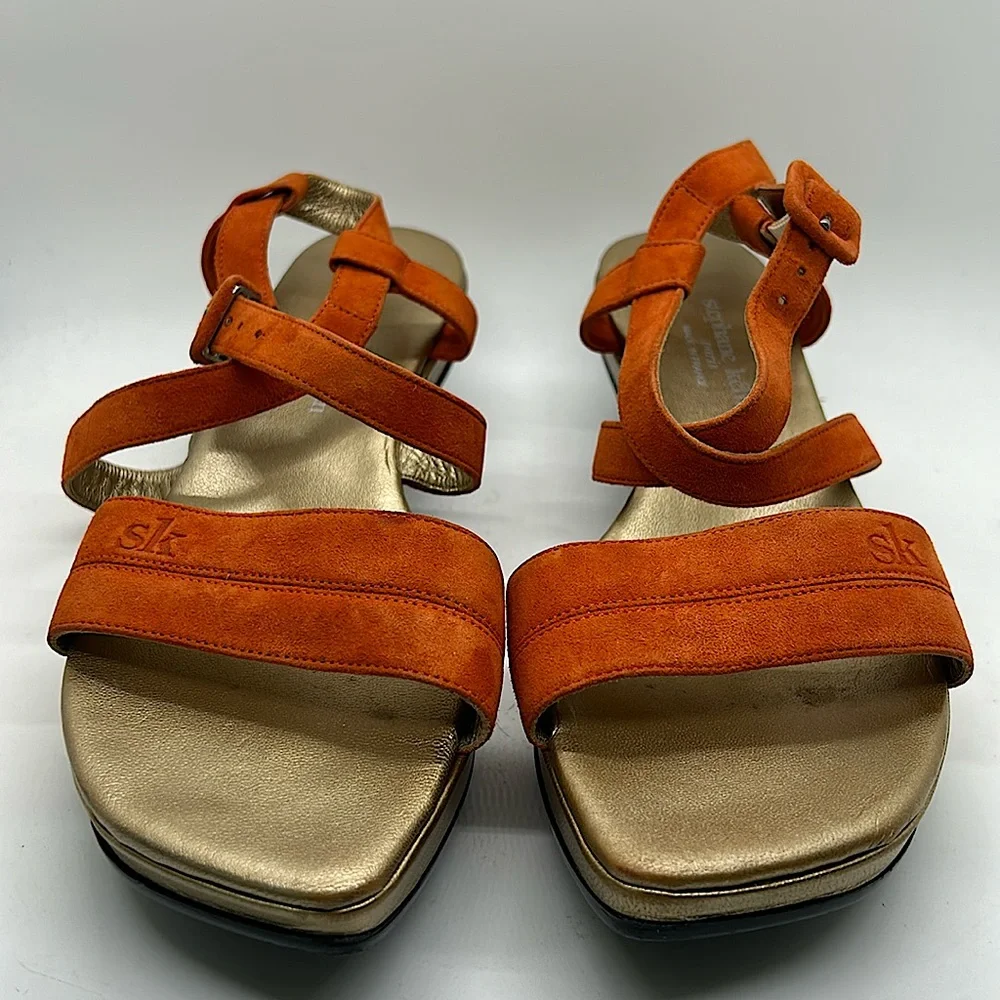 Stephane Ke’lian Burnt Orange Suede Wedge Platform Sandals Shoes **Sz 5.5**🌺🌺 - Picture 3 of 9